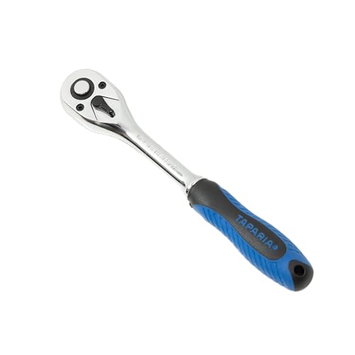 Image of Taparia 3 /8 inch (9.5mm) Square Drive Ratchet Handle (B715)-Compatible w / 3 /8 inchSquare-Drive Socket and Accessories-Reversible Action for All-Sizes, Ergonomic Grip-Automotive, Industrial