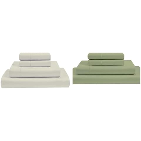 MyGiza Sheets 4 PC 100% Egyptian Cotton (Ivory + Sage) Cover