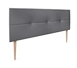 Cabecero de Polipiel o Tela AQUALINE Pro cabeceros Cabezal tapizado Cama Lujo (Polipiel Gris Ceniza, 150x105cm con Patas (Camas 150/160))
