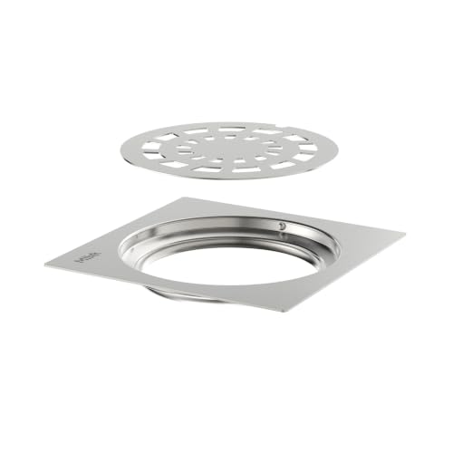 Image of Mila 5x5 Inch Flat Cut Floor Drain | 304 Grade Stainless Steel | Secure Lock | Prevents Accidental Displacement | Fast Water Drainage | Rust Resistant | Matte Finish | 1.5 Yr Warranty