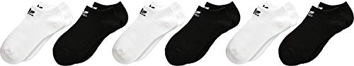 adidas Originals Unisex Originals Trefoil No Show 6-Pack (Big Kid) White/Black Large