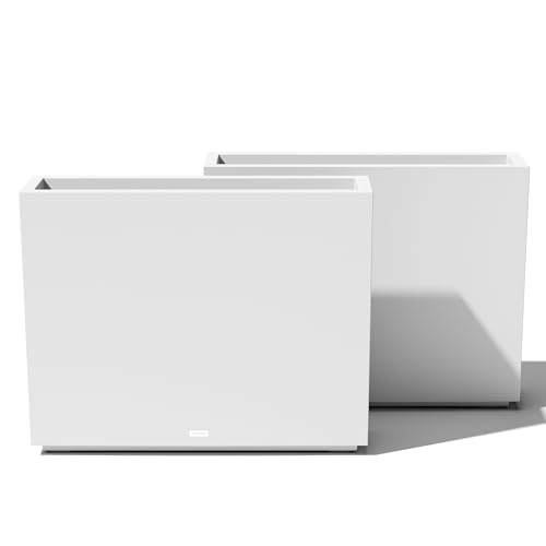 Veradek Block Series Span Plastic Planter - Tall Rectangular Planter for Indoor or Outdoor Patio/Porch | Durable All-Weather with Removable Insert Bucket | Modern Design for Plants, Flowers, Garden