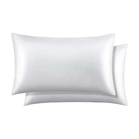 Aisbo White Pillow Case 2 Pack - Silky Pillowcase for Hair and Skin Standard Pillow Covers with Envelope Closure Bed Pillow Protector 50x75cm Cover