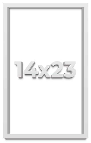 14x23 Shadow Box White Solid Pine Wood Picture Frame with Acid-Free Backing UV Acrylic & Hanging Hardware with 0.75 Inches of Usable Depth and 0.75 Inches Frame Moulding Width