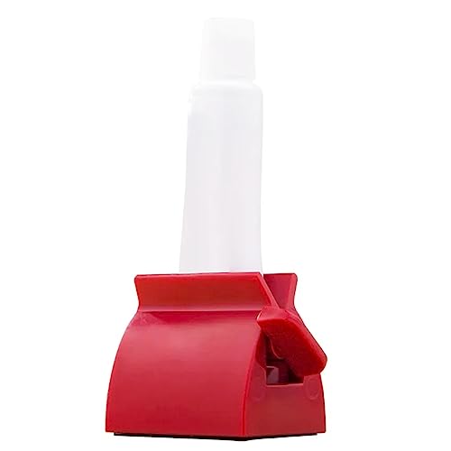 EUROXANTY Exprimidor de Pasta de Dientes | Accesorio de Baño para Pasta de Dientes | Dispensador de Dentífrico | Soporte para Pasta de Dientes | Exprimidor de Crema | Rojo