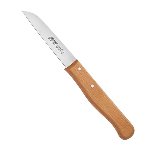 Solingen Holzgriff Gemüsemesser I 8 cm Klingenlänge I rostfreier Edelstahl I Griff aus Buchenholz mit Stiftnieten I Schälmesser I Küchenmesser I Made in Germany I Serie LOOK