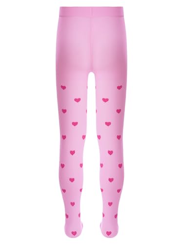 Aislor Kids Girls Heart Print Pantyhose Stretchy Tights Footed Leggings Stockings School Uniform Tights2