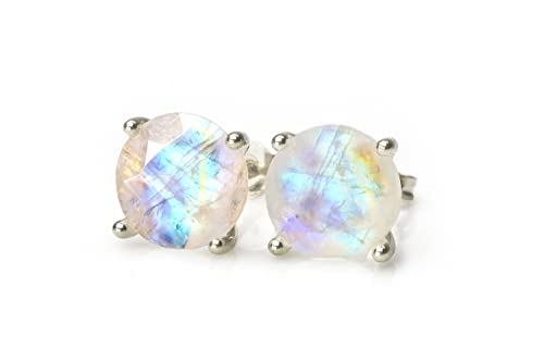 Boucles d'oreilles en pierre de lune ronde style vintage boho pour femme