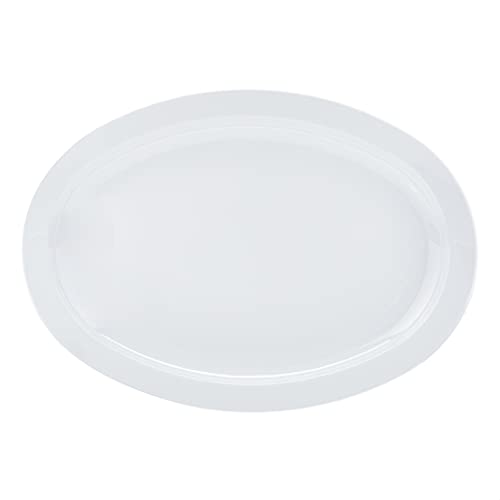 Amazoncommercial 13 In. X 9.75 In. White Melamine Oval Platter Narrow Rim - 6 Piece Set #TOP2