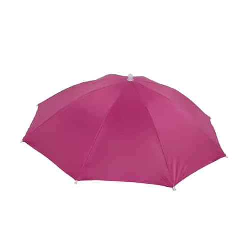 UGPLM Hands Free Umbrella Hat Sunny and Rainy Compact Adjustable to Wear Sun Protection Foldable for Gift Men Women Hiking Camping, Rose Red