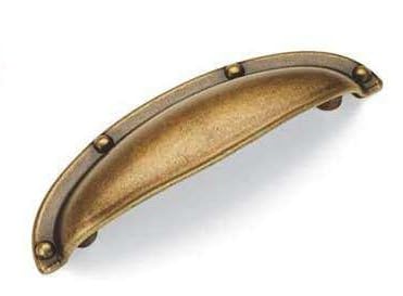 MANIGLIA IN METALLO, MOD CONCHIGLIA BASE BRONZO ANTICATO