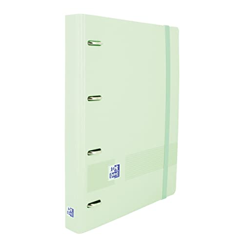 Oxford Live & Go, Archivador A5, Plástico Polyfoam, 4 anillas, Cierre con Goma, Incluye Recambio Dots y Hoja de Pegatinas, 24 x 21.3 cm, Color Ice Mint