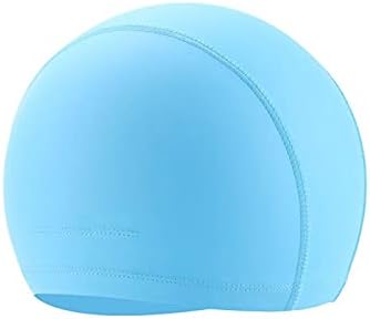 Gxswlaaa 売却 水泳キャップ大人の子供たちの弾性防水puの帽子の耳は長い髪の男性と女性のスポーツダイビングの帽子水泳プール装置 Color Blue Light