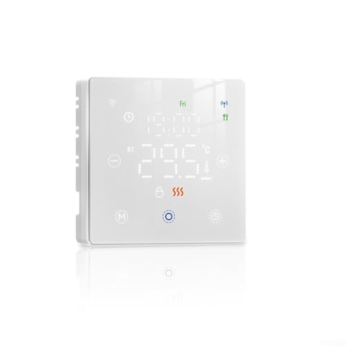 ZMdooreasy Termostato WiFi que funciona con pilas para caldera de gas o calefacción por suelo, programación semanal programable, aplicación y control de voz (blanco)
