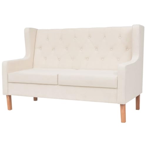 vidaXL Sofa 2-Sitzer Zweisitzer Couch Polstersofa Stoffsofa Loungesofa Sitzmöbel Polstermöbel Designsofa Wohnzimmersofa Stoff Cremeweiß