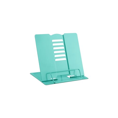 MSDADA Piccolo supporto da scrivania in metallo, regolabile, per libri di cucina e documenti, portatile, robusto, per ricette, libri di testo, tablet, libri musicali (verde chiaro)
