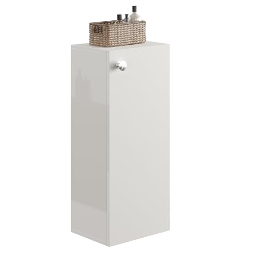 Image of FURNEASER Marbin Modern Engineered Wood Bathroom Storage Cabinet with Door | Wall Mount Utility Organizer for Wash Area, Living Room & Bedroom | Space Saving Multipurpose Unit (White)