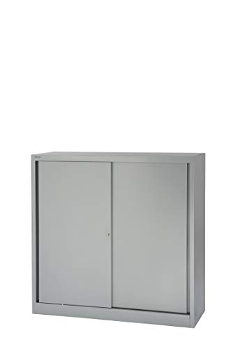 BISLEY Schiebetürenschrank ECO, 2 Fachböden, 3 OH, Metall, 355 Silber, 43 x 120 x 118.1 cm