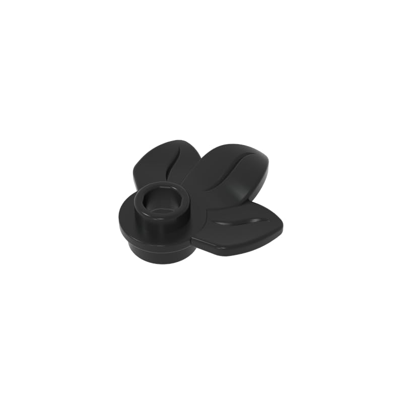 32607 Ornaments Plant, Plate 1x1 Round with 3 Leaves 50 Pieces GDS-1576 Compatible with Lego Building Blocks Color:Black โ image 1
