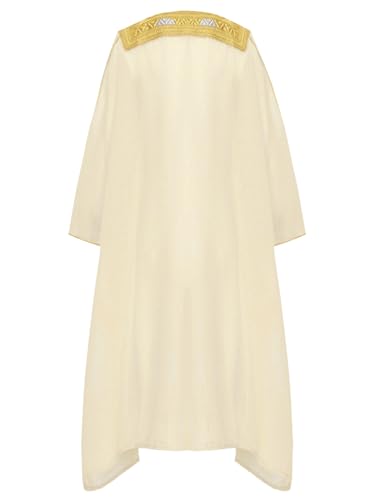 renvena Boys Thobe Golden Lace Arabic Thobe Open Cardigan Muslim Thobe Full Cover Kids Islamic Outfit2