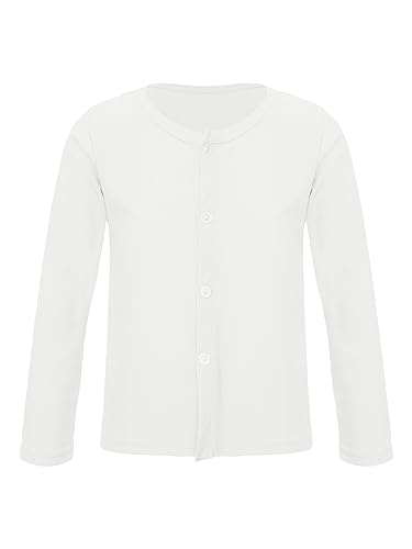 Mufeng Kids Girls Long Sleeve Ribbed Button Cardigan Solid Color Round Neck Lightweight Outwear Tops Casual Jacket