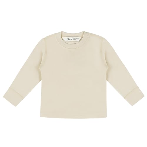 JAN & JUL Thermal Base Layer Top for Toddler Boys or Girls (Oatmeal, Size 3T)