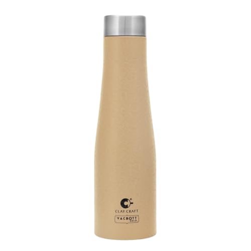 Image of Clay Craft Vacbott Petra Single Walled Non Insulated Water Bottle, 1000 ml - 1 Piece (Beige) Steel Water Bottles for School, Office, Home, Gym, Water Bottle for Men Leakproof, Rust Free Steel Bottle