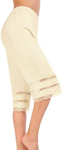 Subuteay Culottes Slip for Women Lace Snip-it Pettipants Bloomer Half Slip Shorts Loose Pajama Pants Beige Large