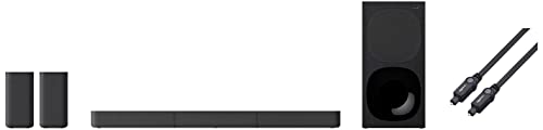 Sony HT-S20R Barra de Sonido (5.1 Canales, Bluetooth, 400 W, USB, HDMI ARC, Conexiones ópticas y analógicas, Sonido de Cine) Negro + Amazon Basics Cable óptico de Audio Digital Toslink (1 m)