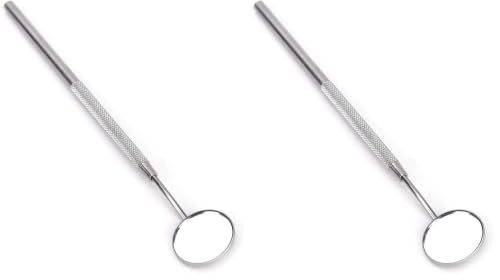 Image of Dental Mouth Teeth Inspection Mirror #5 with Stainless Handle, Cone Socket, Total Length 6.5 inch (Pack of 2)