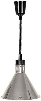 Adjustable 250W Retractable Hanging Food Heat Lamp - Commercial Food Warmer for Buffets, Kitchens, Fried Foods & Pizza - Available in Silver, Black & Red