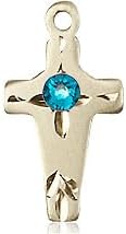 14kt Gold Filled Cross Pendant with a 3mm Faux Zircon Austrian Crystal stone on a 18 inch Gold Filled Light Curb Chain.