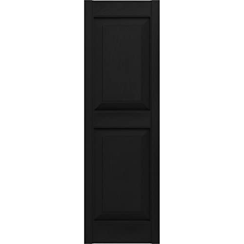 Ekena Millwork LP2S14X03900BL Lifetime Vinyl Standard Shutter (Per Pair), Black, 14.75 W x 39 H