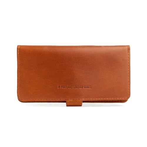 Image of Portland Leather Goods Women's Bifold Wallet - Slim Design with Secure Snap, 8 Card Slots & Interior Zipper Pocket - Honey