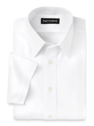 Paul Fredrick Men's Classic Fit Non-Iron Cotton Solid Short Sleeve Dress Shirt