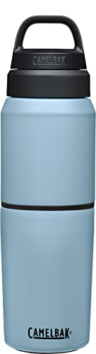 Amazon.com.br: CamelBak Garrafa de água e copo de viagem MultiBev – Aço inoxidável isolado a vácuo – azul escuro – garrafa de 482 ml e copo de 350 ml