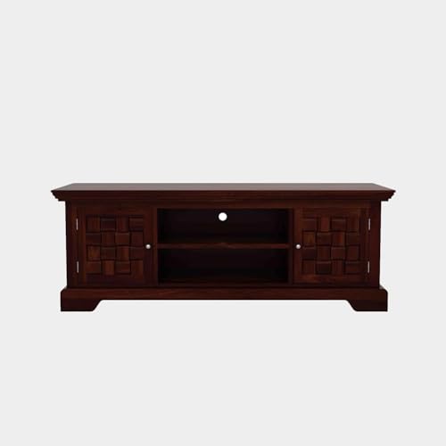 Image of Essentia Rosewood Sheesham Solid Wood TV Entertainment Unit | Wooen Drawer Living Room & Office (Finish Color - Walnut Finish)