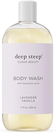Deep Steep Body Wash, Lavender Vanilla, 17 oz – Hydrating Shower Gel with Hyaluronic Acid, Shea Butter, Aloe Vera & Argan Oil – Vegan, Clean Beauty, Clean & Refreshed Skin