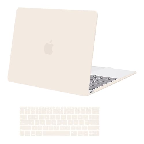 MOSISO Compatible with MacBook 12 inch Case with Retina Display (Model: A1534, Release 2017 2016 2015), Plastic Hard Shell Case & Keyboard Cover Skin, Beige