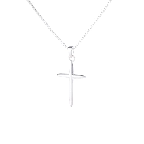 ELEGANT & PRECIOUS STRANDS Sterling Silver Cross Necklace For Women, Cross Pendant Easy to Wear – Classic Silver Cross Necklaces for Women Simple Trendy Every Day Jewelry