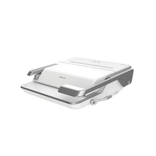 Fellowes Binding Machine for School Office Use - Lyra 21-Hole, 300 Sheet Manual Comb Binder - 3-in-1 Binding Centre with Built-in Stapler and Hole Puncher Can Staple and Hole Punch 30 Sheets - White