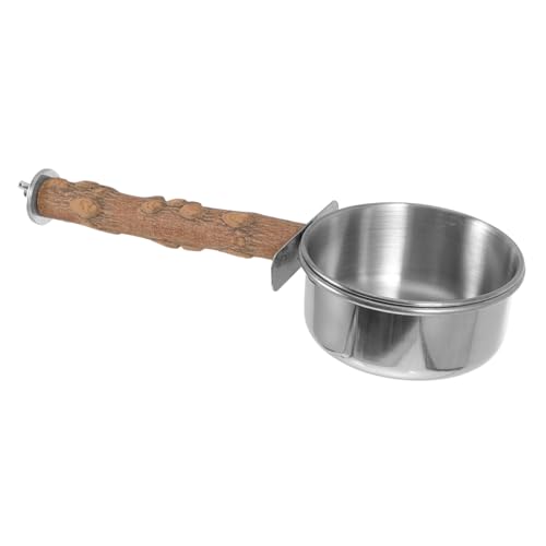 Milisten 1個 バードフードカップ 混乱 鳥かご オウム ケージ ボード 鳥串 立つ スタンドペットバードフィーダー 鳥立ちラック バードスタンド 鳥の餌皿ボウル 鳥の餌箱 木製 Brown