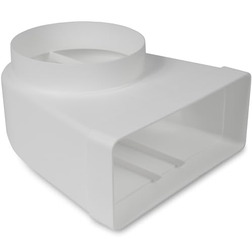 Repa Market 90° Grados 220 x 90 mm a Ø150 mm rectangular conector de canal plano para conexión de tubo redondo – clima, ventilación, calefacción, refrigeración.