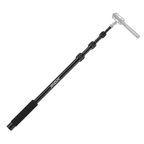 Bras de microphone à main extensible à 4 sections en alliage d'aluminium pour microphones Vis et filetage de 6,35 mm avec poignée en mousse et verrous torsadés 45 cm-155 cm, longueur réglable 2 kg