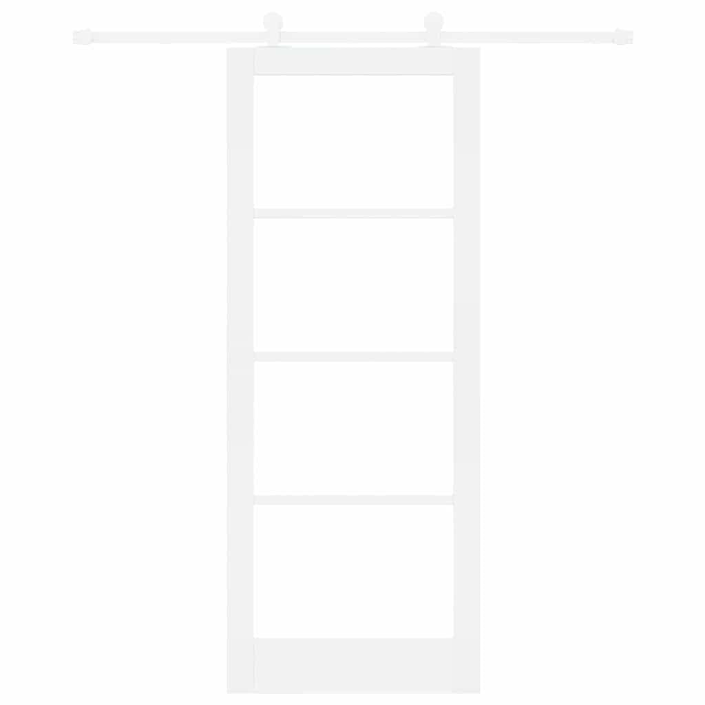 vidaXL Puerta Deslizante Orkdal Blanca Madera Engineered y Cristal 83 X 211 cm con Juego de Hardware para Riel Uso Interior Moderno Contemporáneo Duradera Laqueada Entrada