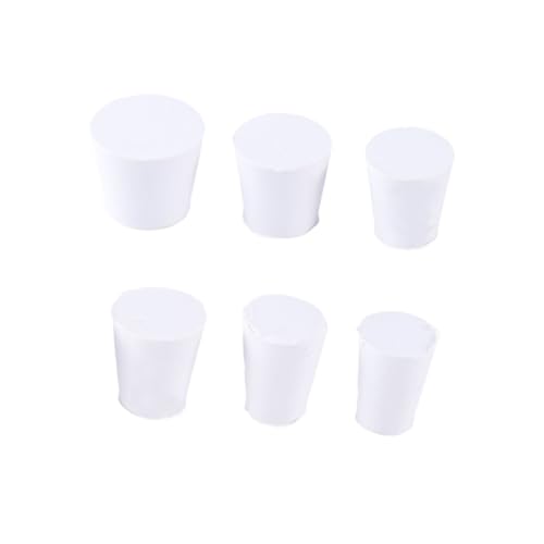 FUNOMOCYA 18pcs Stopper for Laboratory Test Tube Stopper Rubber Plug Bottle Plug Erlenmeyer Flask Plug White