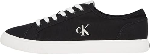 Calvin Klein Sneaker con Suela Vulcanizada Hombre Canvas Low Top, Negro (CK Black/Bright White), 41
