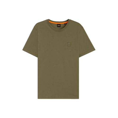 BOSS Mens Tales Relaxed Fit Cotton Jersey Logo Patch T-Shirt, 342open Green, XS