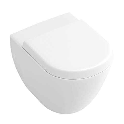AdeptOpaz Wall Mounted Compact Pan and Soft Close Seat Pack Ceramic White Finished Horizontal Outlet for Bathroom