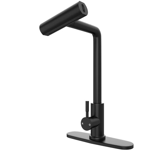 M METERXITY Bathroom Faucet with Pull Down Sprayer, Bathroom Sink Faucet with 4 Mode Pull Down Sprayer, 360° Swivel Spout Vanity for Bar, Restroom [Matte Black]